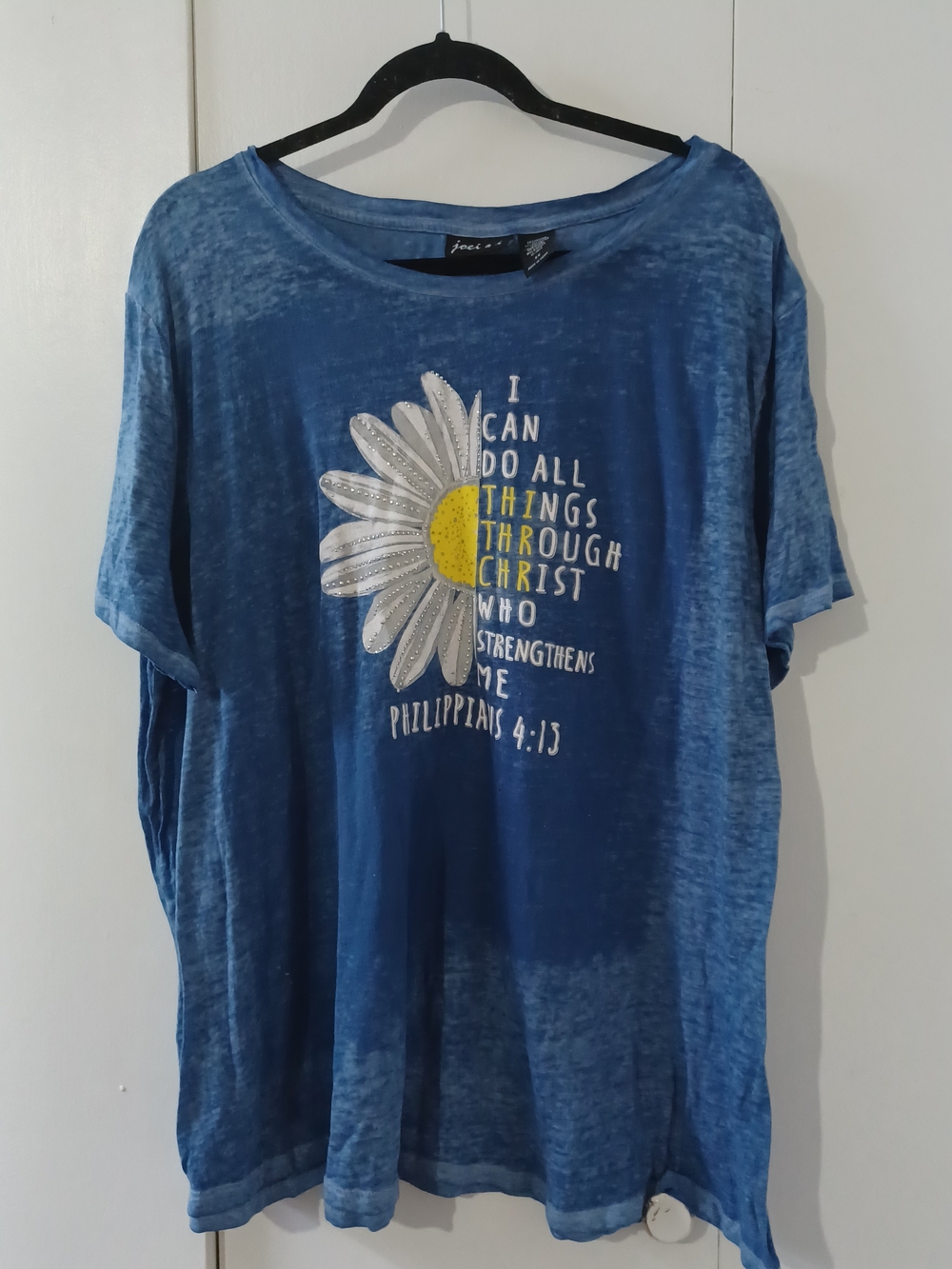 Jones New York Blue Short-Sleeve Daisy Graphic Tee